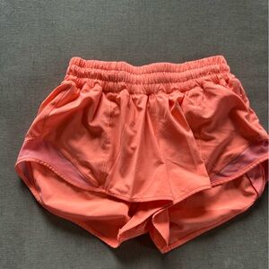 Women's Lululemon Hotty Hot Coral Athletic Shorts - size 4